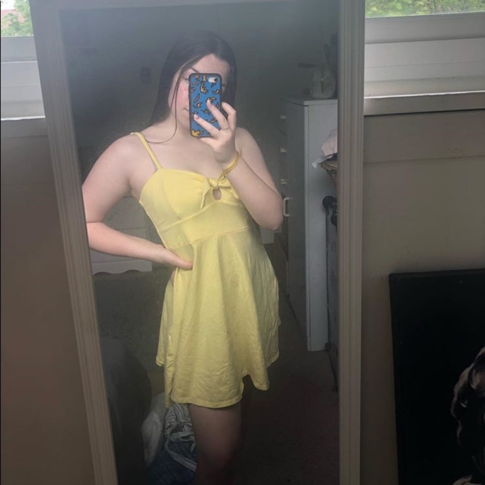 forever 21 yellow front-tie dress